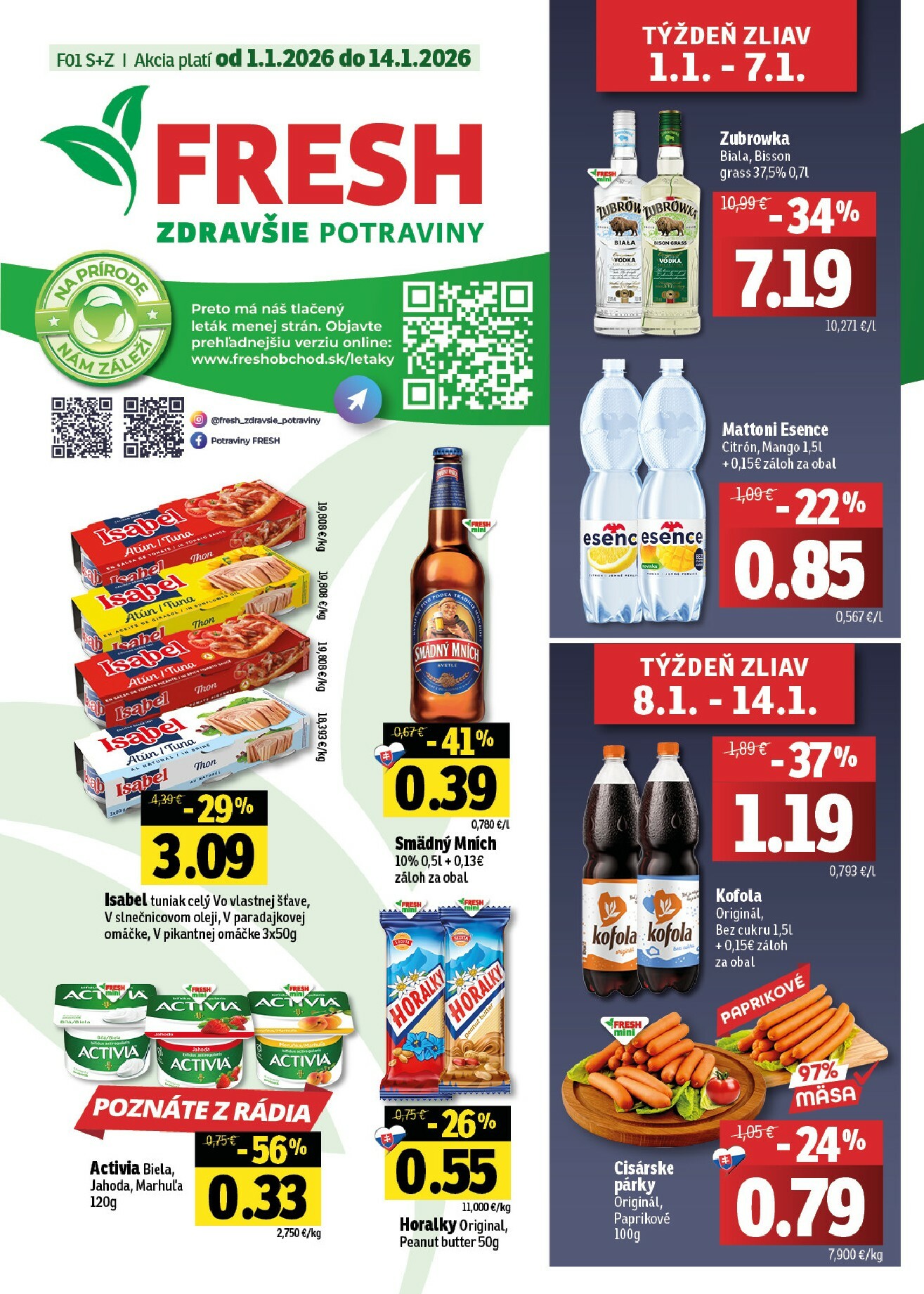 fresh - Leták Fresh - Stredné a západné Slovensko platný od 01.01. do 14.01.