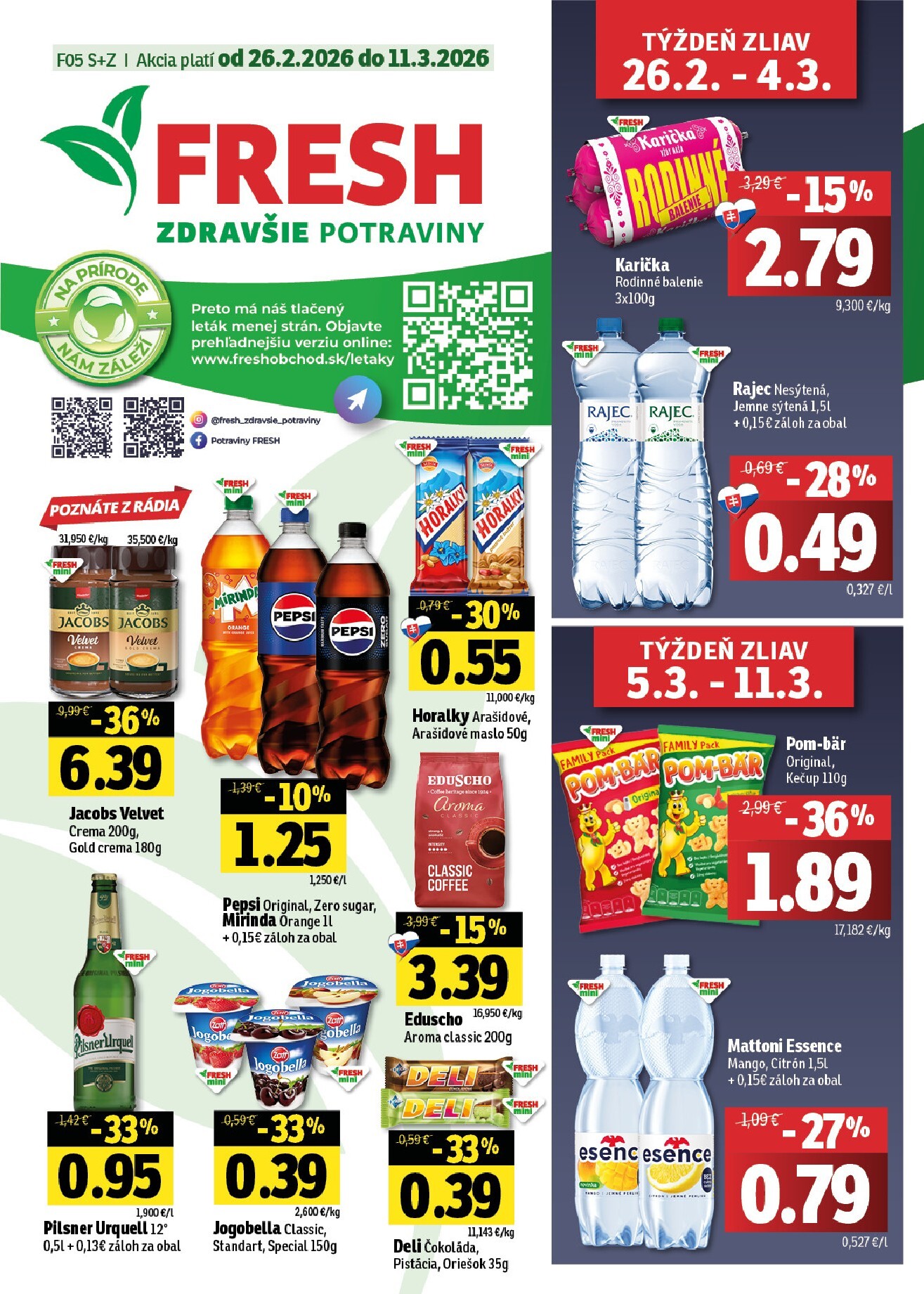 fresh - Leták Fresh - Stredné a západné Slovensko platný od 26.02.2026 do 11.03.2026