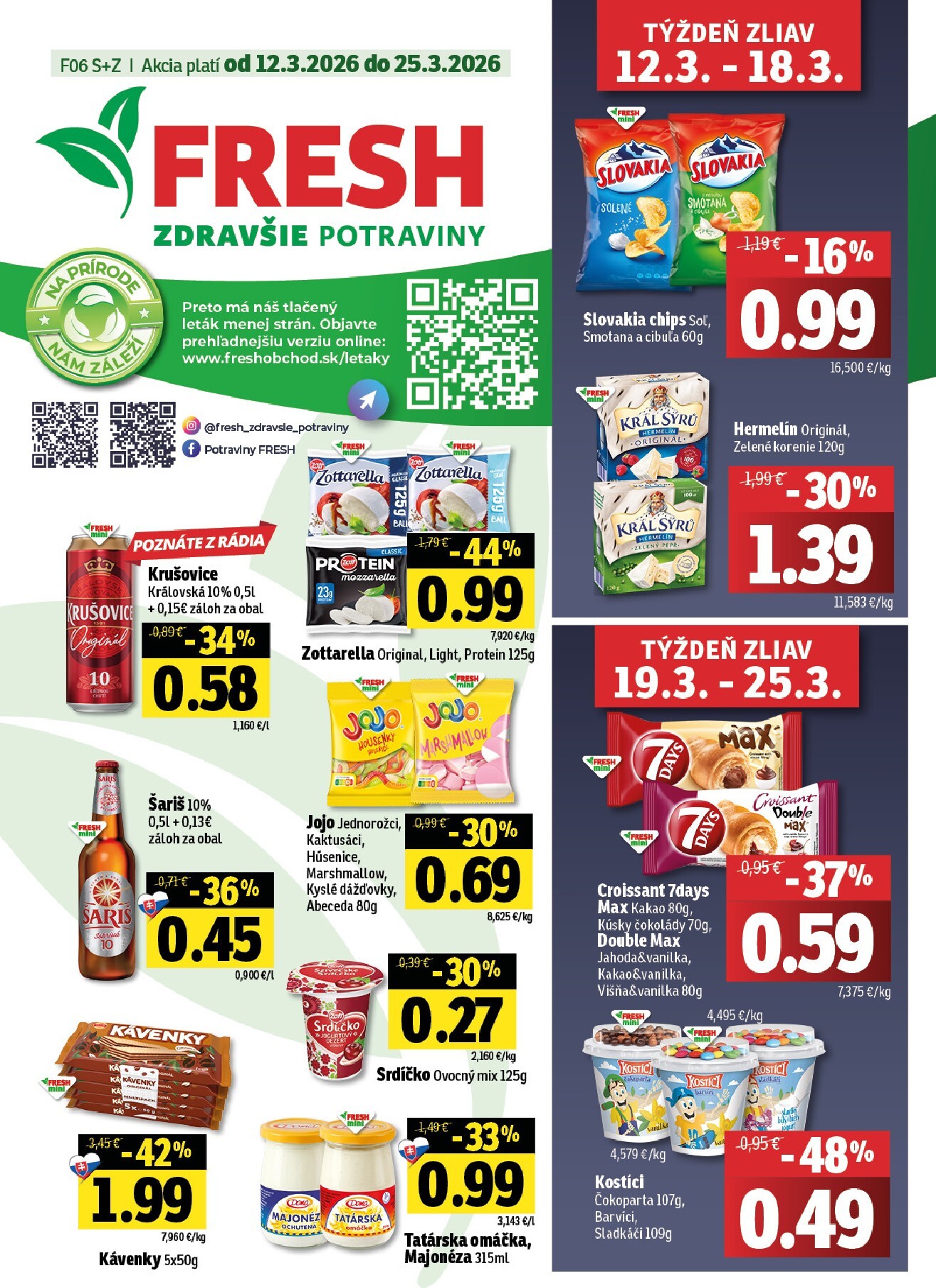 fresh - Leták Fresh - Stredné a západné Slovensko platný od 12.03.2026 do 25.03.2026