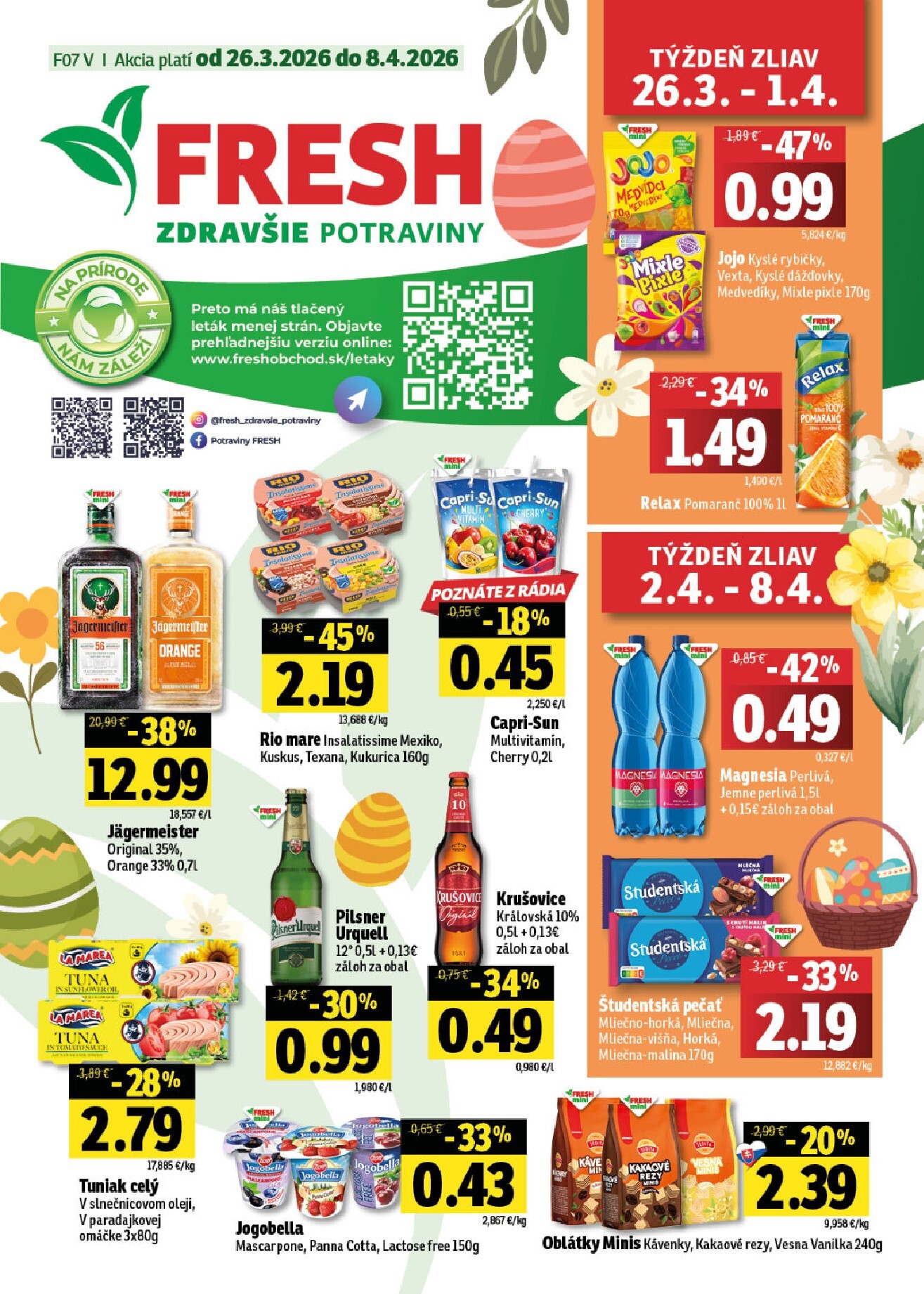 fresh - Leták Fresh - Východné Slovensko platný od 26.03.2026 do 08.04.2026 - page: 1