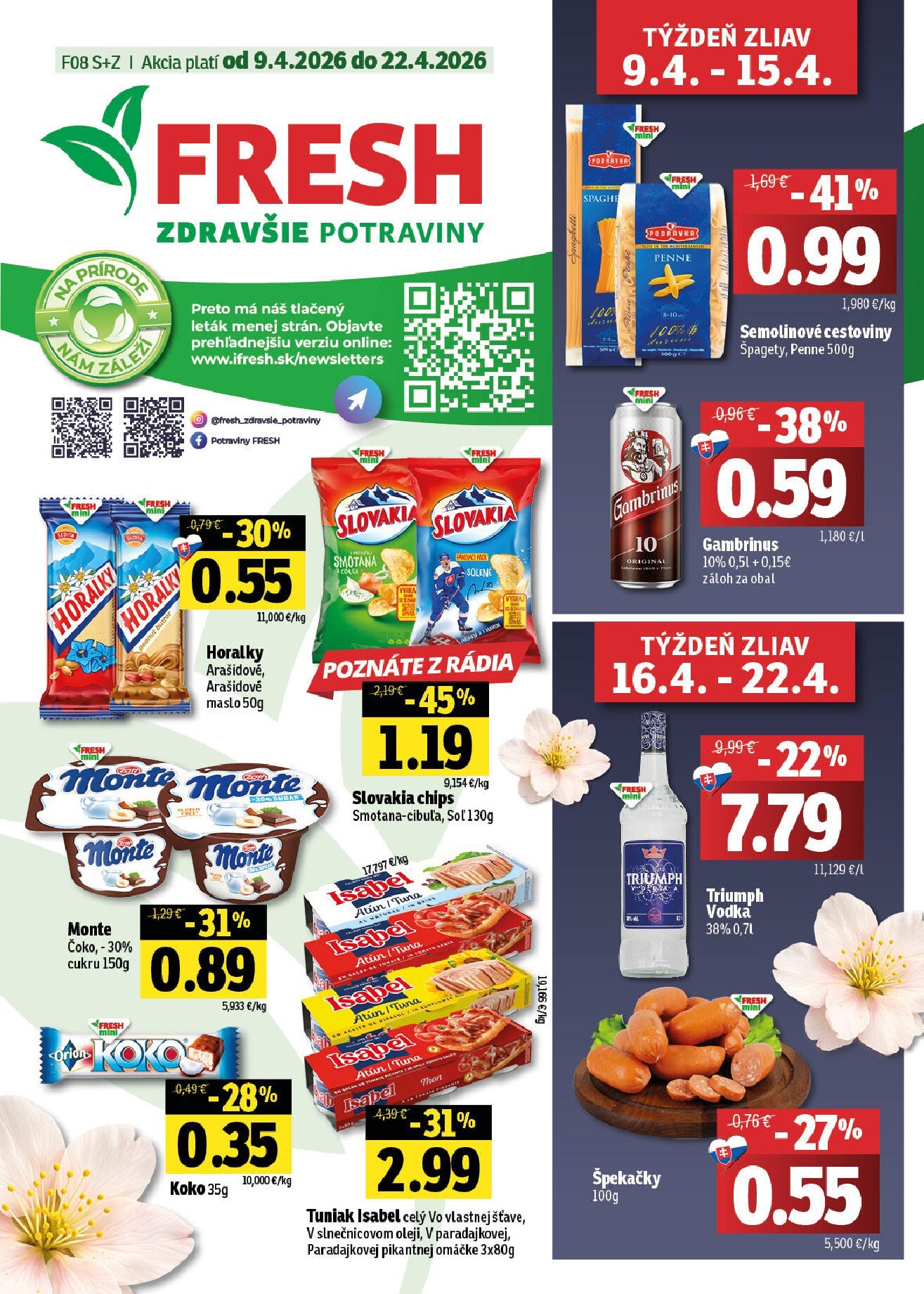 fresh - Nový leták Fresh - Stredné a západné Slovensko platný od štvrtka, 09.04.2026 do stredy, 22.04.2026