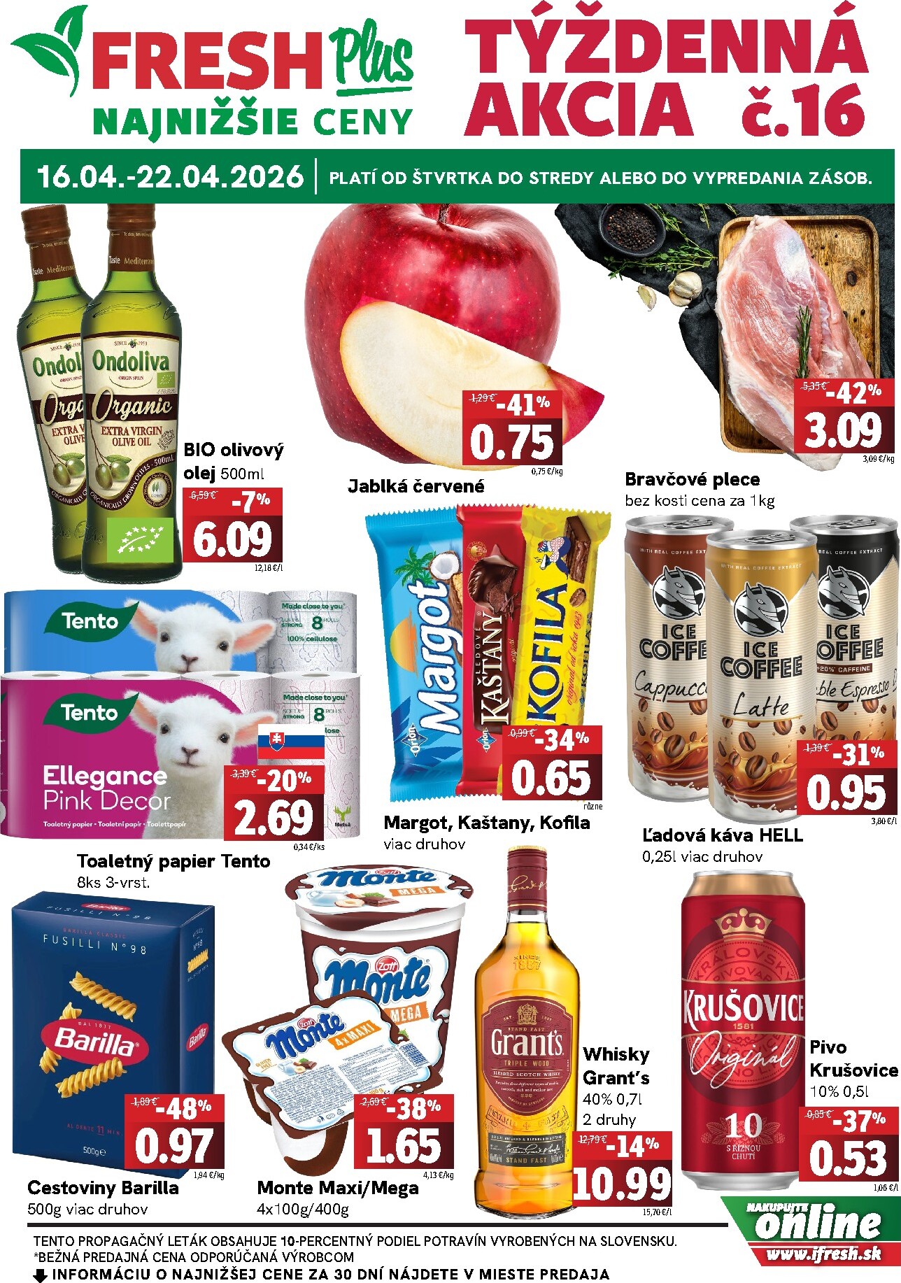 fresh - Nový leták Fresh - Plus platný od štvrtka, 16.04.2026 do stredy, 22.04.2026