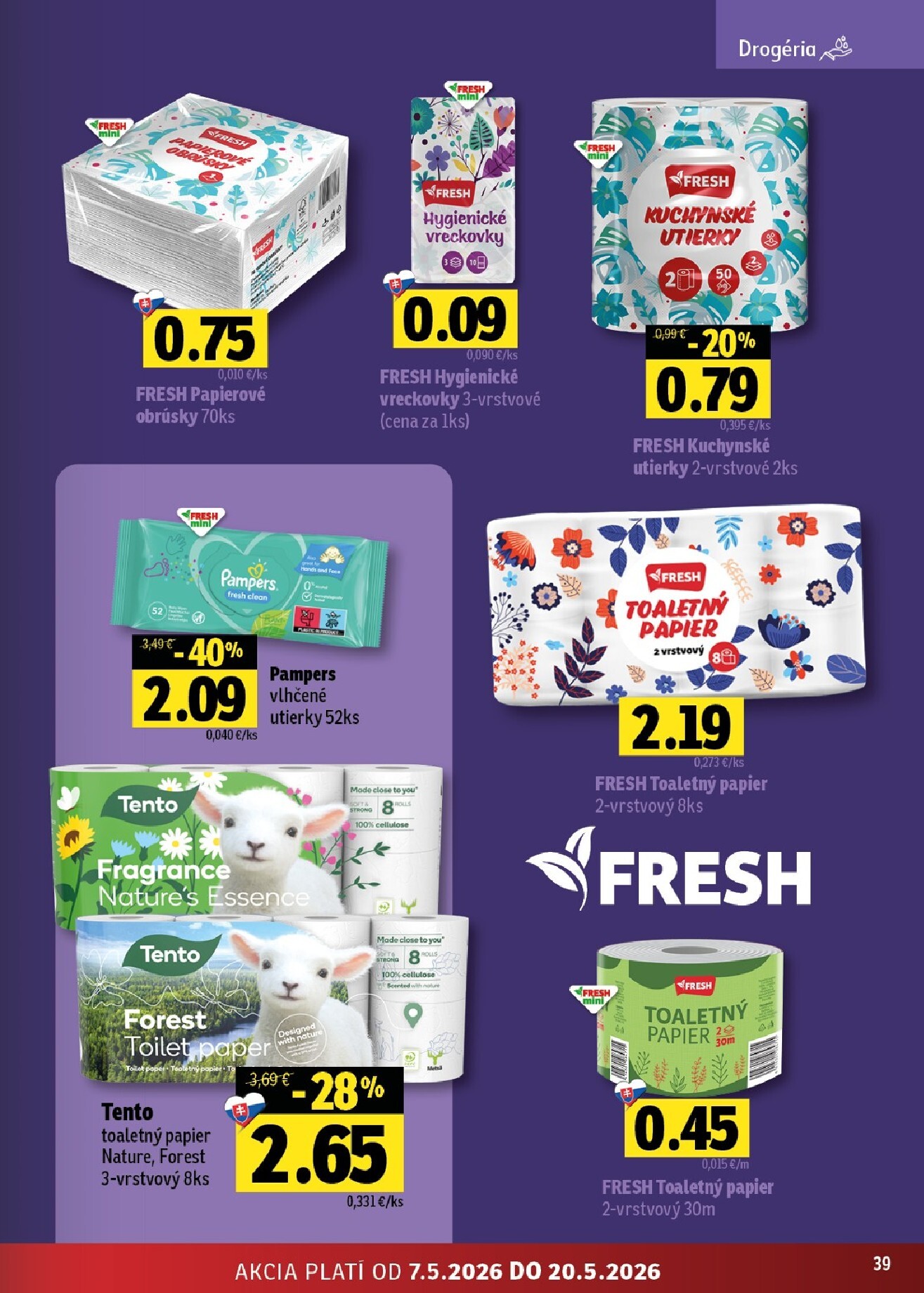 fresh - Nový leták Fresh - Stredné a západné Slovensko od štvrtka, 07.05.2026 do stredy, 20.05.2026 - page: 39