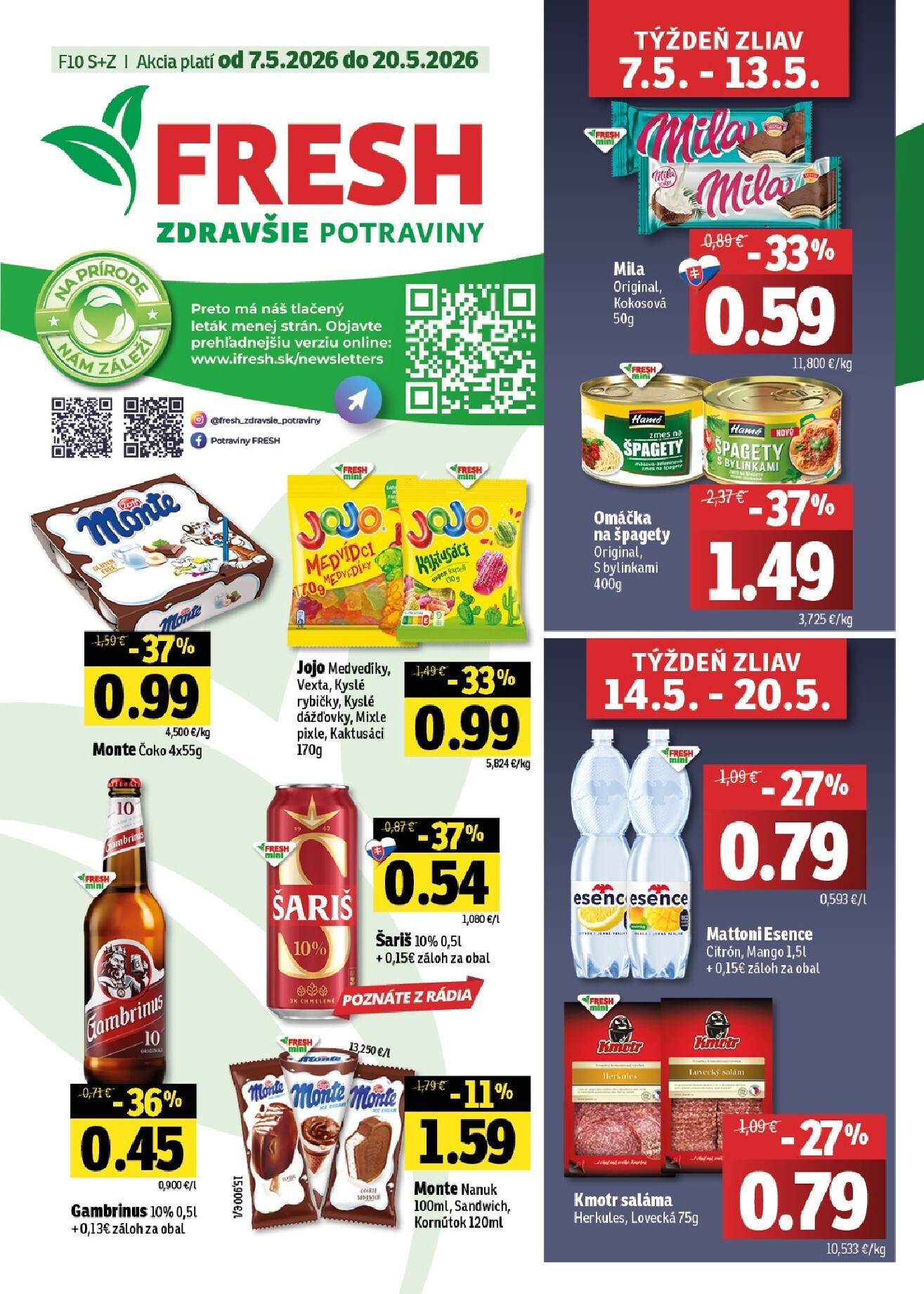 fresh - Nový leták Fresh - Stredné a západné Slovensko od štvrtka, 07.05.2026 do stredy, 20.05.2026