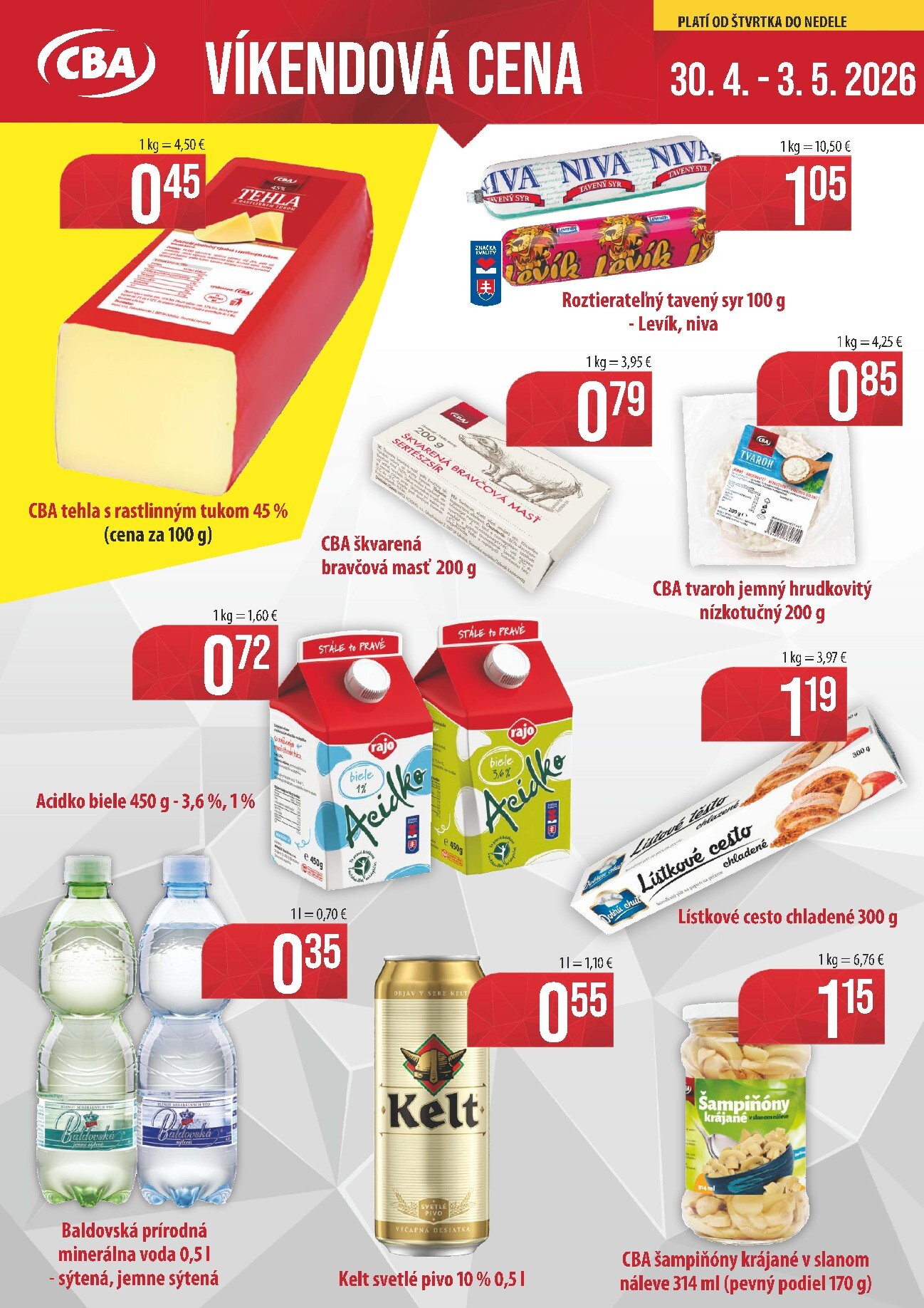 cba - Nový leták CBA - Víkendová cena od štvrtka, 30.04.2026 do nedele, 03.05.2026 - page: 1