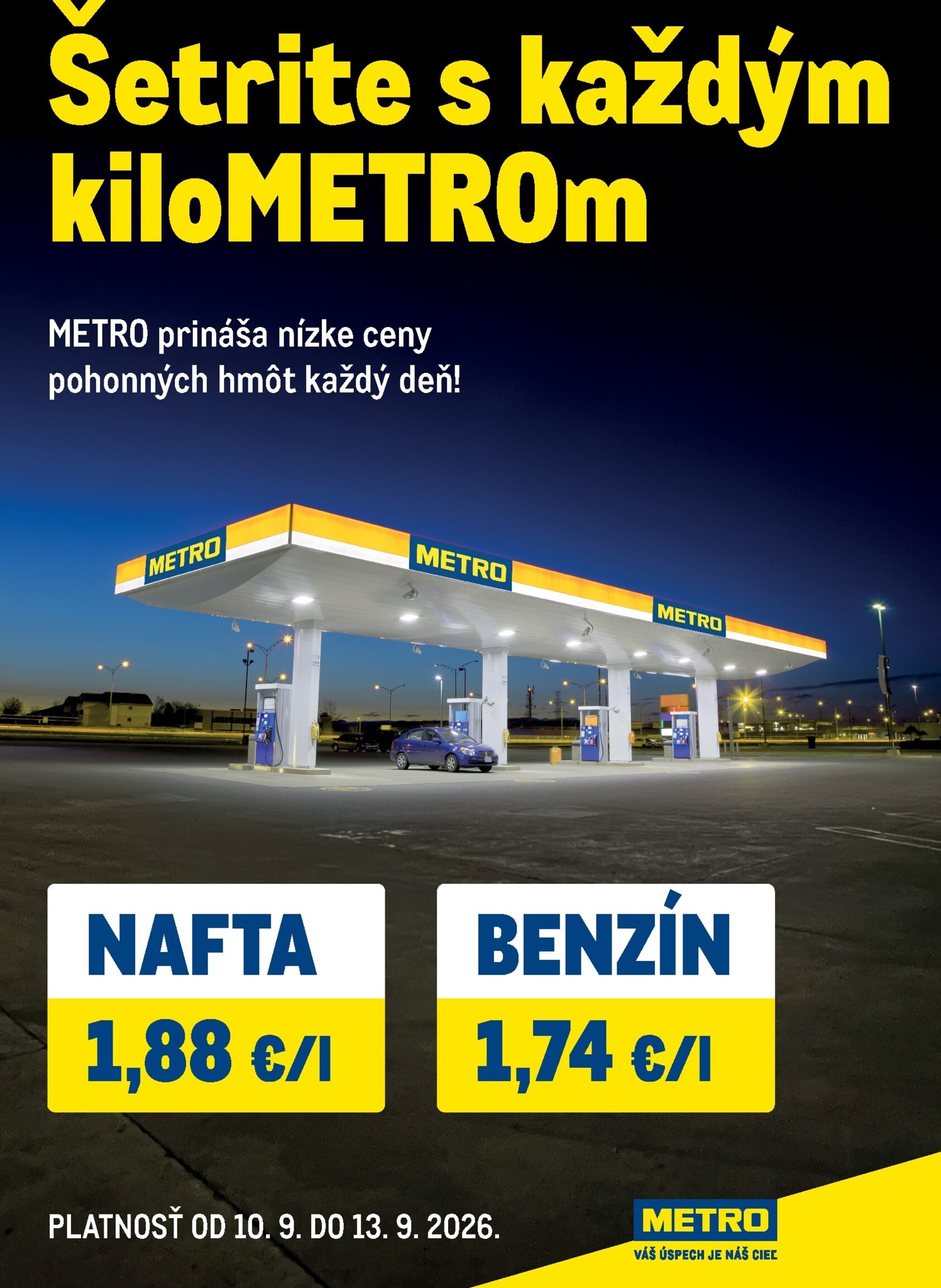 metro - Aktuálny Metro - Šetrite s každým kiloMETROm leták od štvrtka, 10.09.2026 do nedele, 13.09.2026