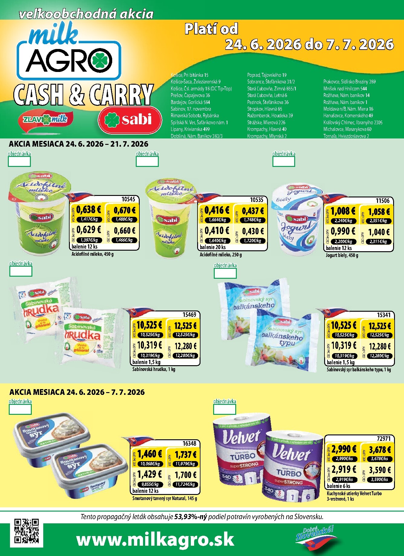 milk-agro - Nový Milk Agro - Cash & Carry leták od stredy, 24.06.2026 do utorka, 07.07.2026