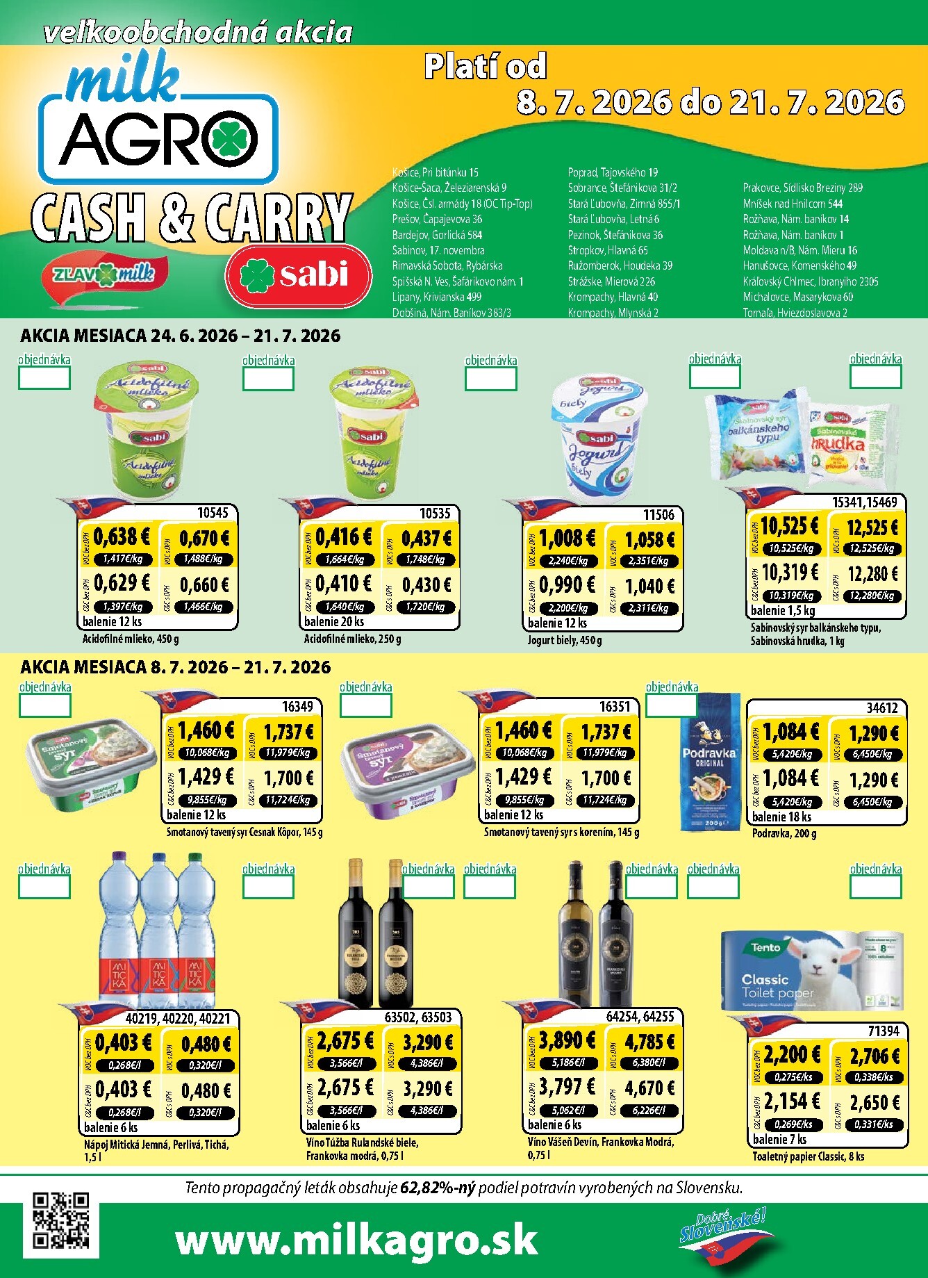 milk-agro - Nový Milk Agro - Cash & Carry leták od stredy, 08.07.2026 do utorka, 21.07.2026