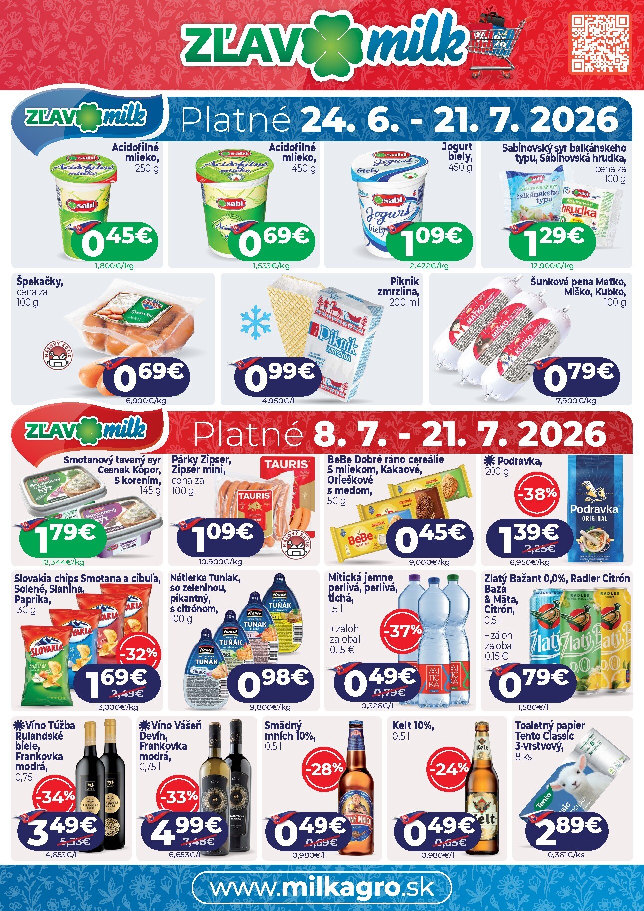 milk-agro - Aktuálny Milk Agro - Zľavnená ponuka leták od stredy, 24.06.2026 do utorka, 21.07.2026
