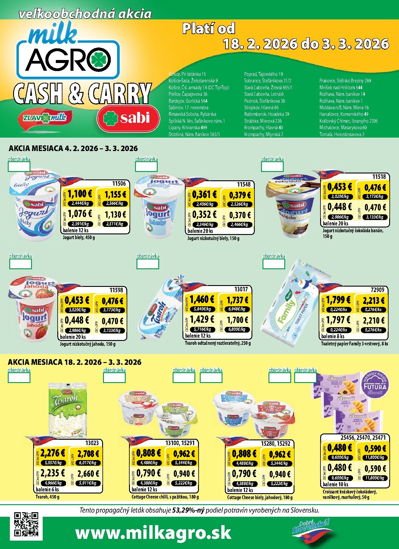 milk-agro - Leták Milk Agro - Cash & Carry platný od 18.02.2026 do 03.03.2026