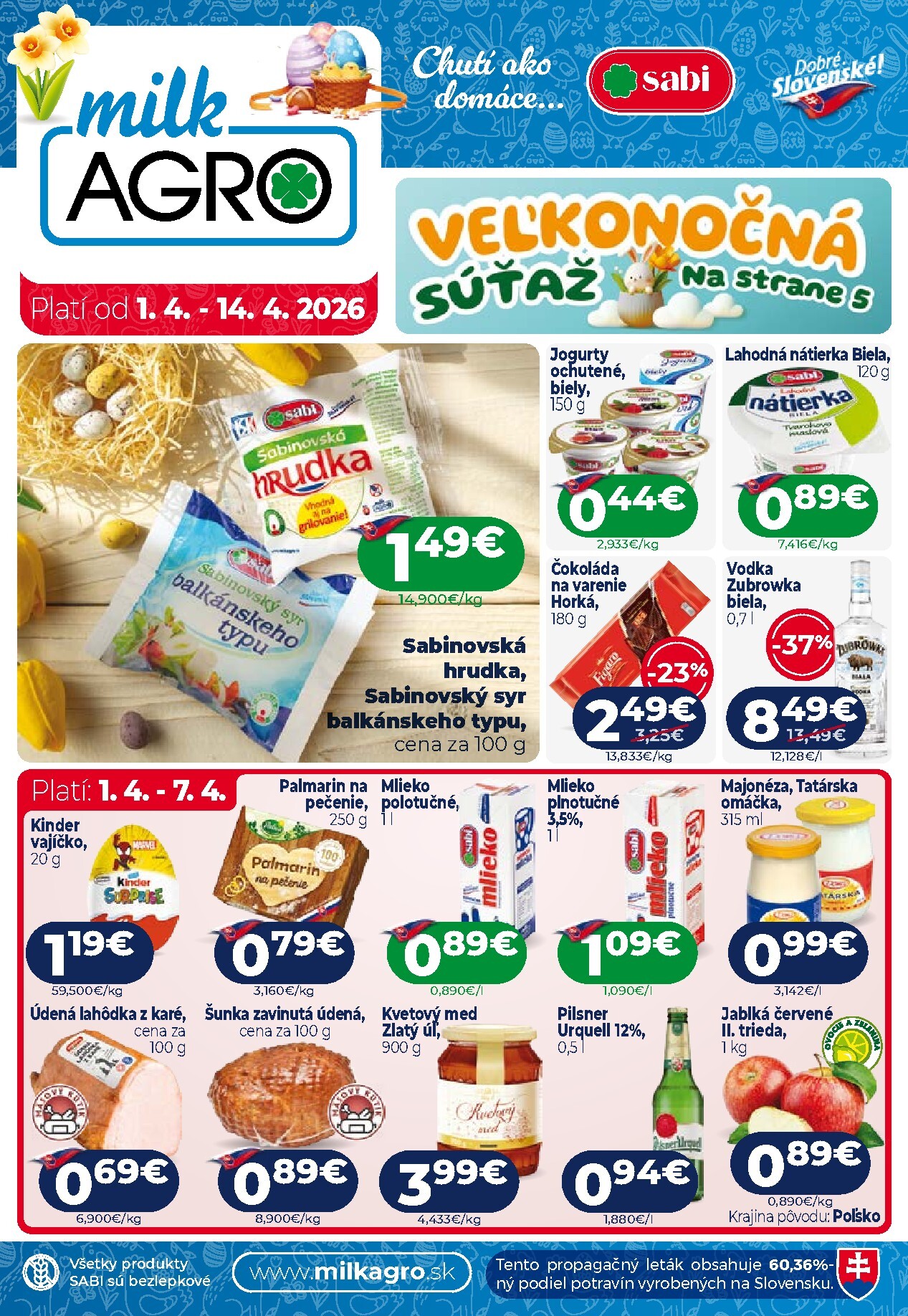 milk-agro - Leták Milk Agro platný od 01.04.2026 do 14.04.2026