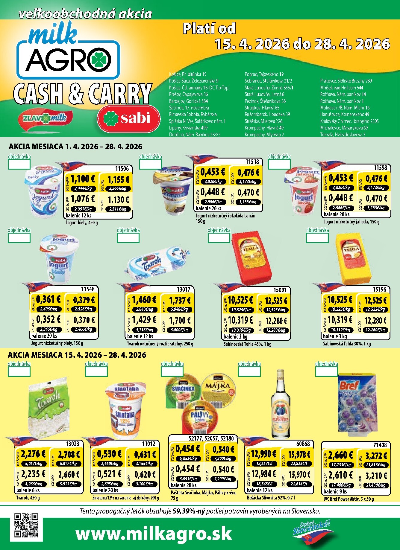 milk-agro - Nový leták Milk Agro - Cash & Carry platný od stredy, 15.04.2026 do utorka, 28.04.2026