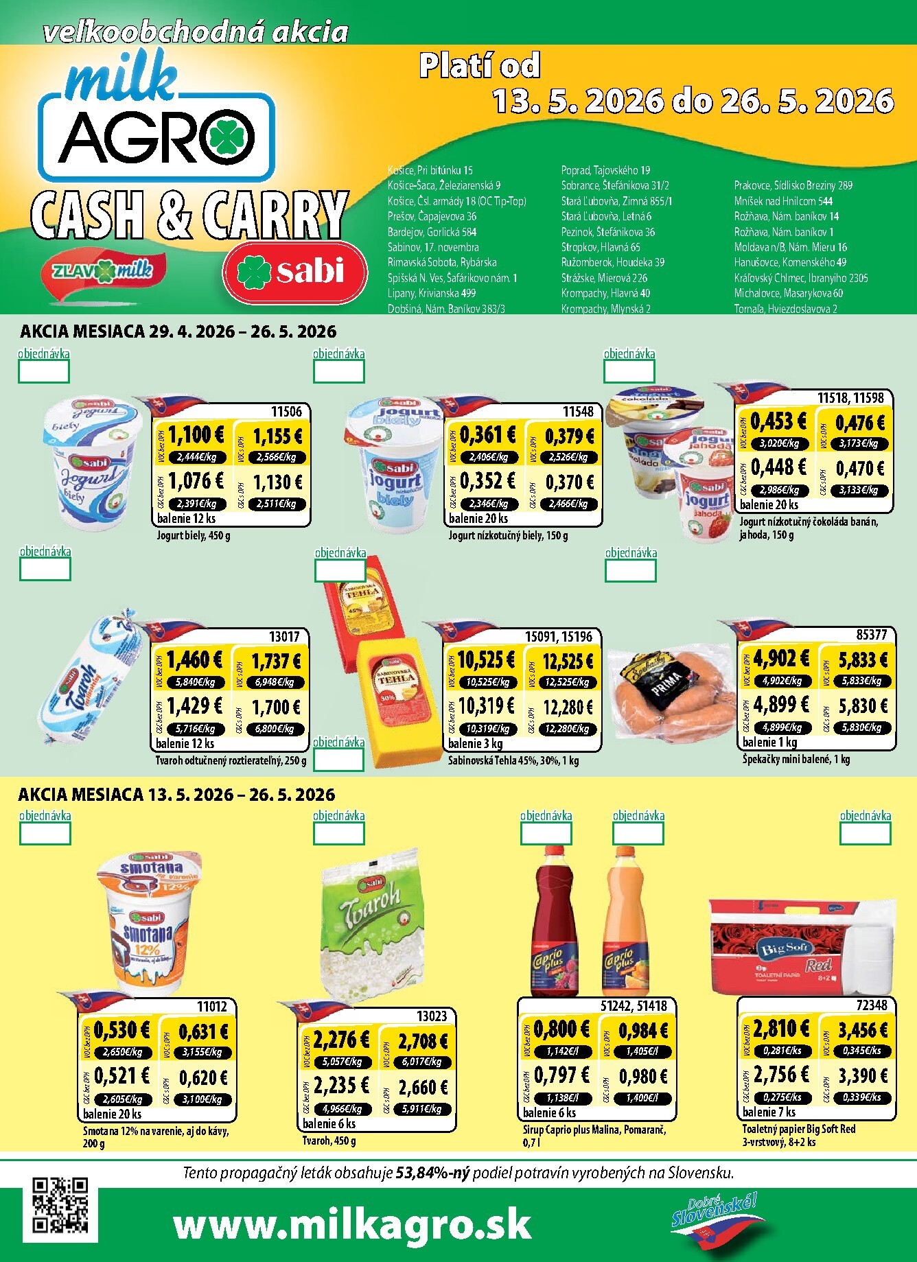 milk-agro - Nový leták Milk Agro - Cash & Carry od stredy, 13.05.2026 do utorka, 26.05.2026 - page: 1