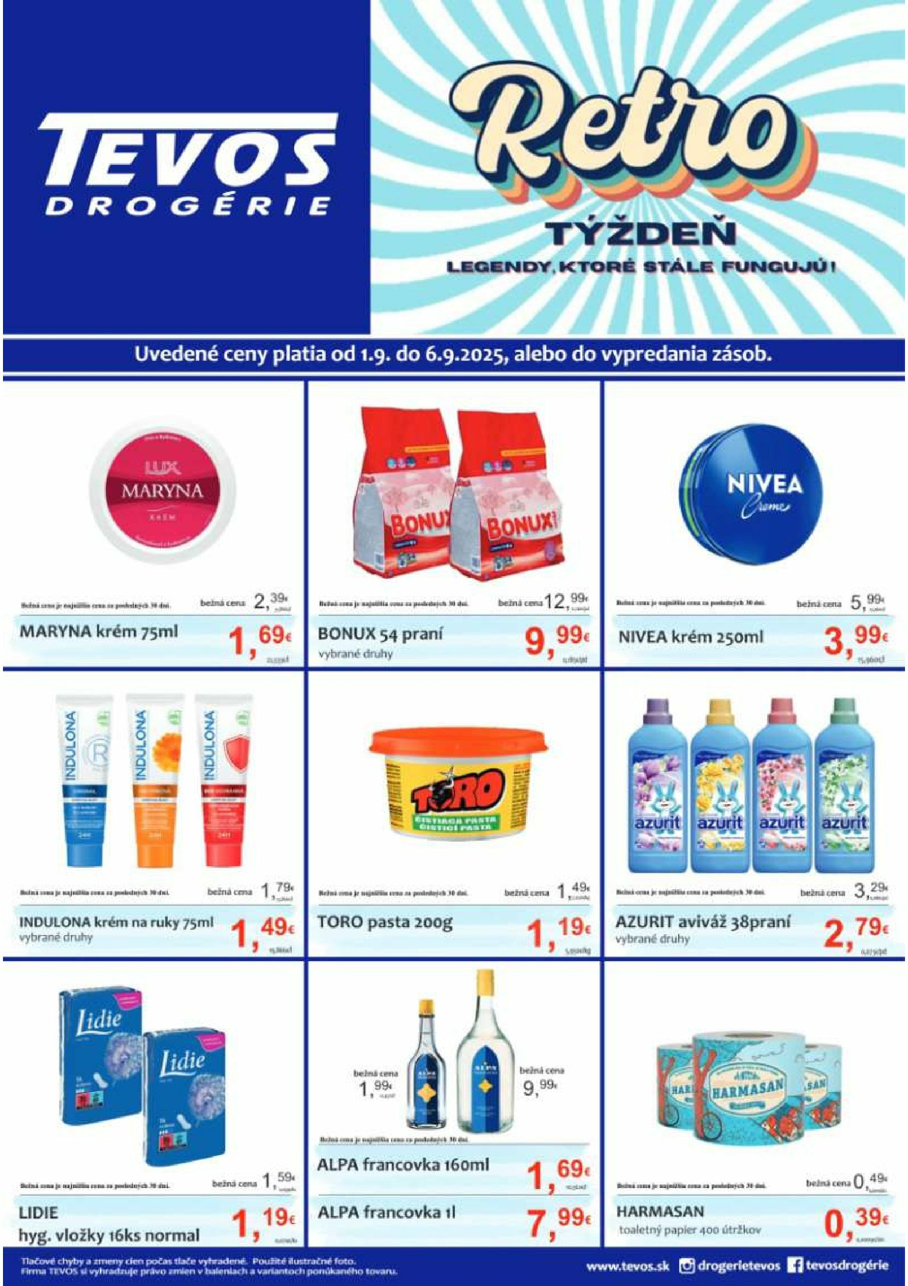 tevos-drogerie - Leták TEVOS drogérie platný od 01.09. do 06.09.