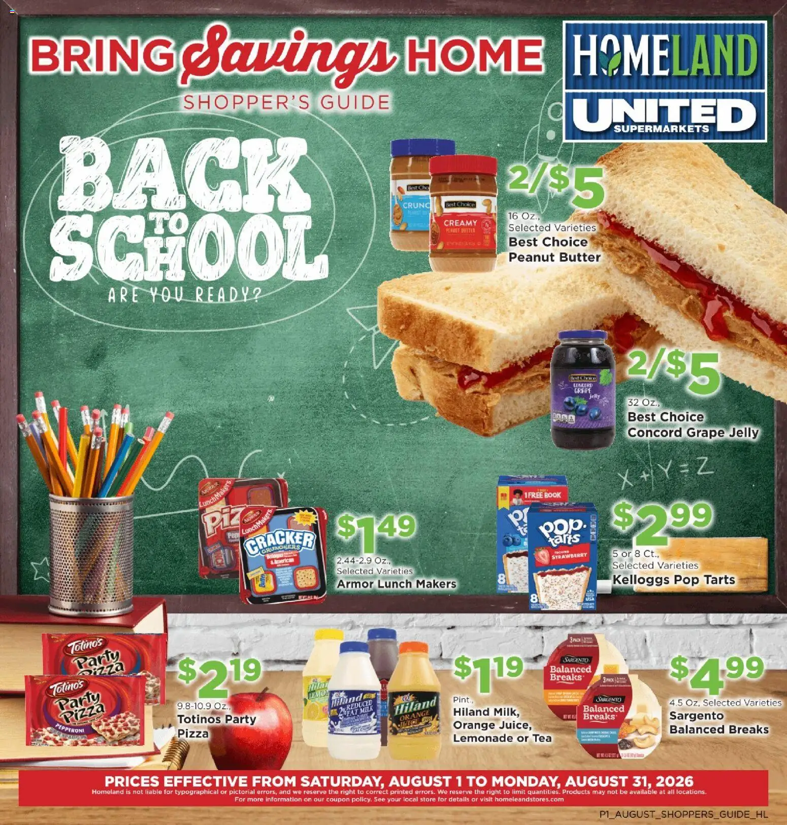 homeland - Homeland Bring Savings Home Shopper's Guide - 08/01 - 08/31 2026 - page: 1