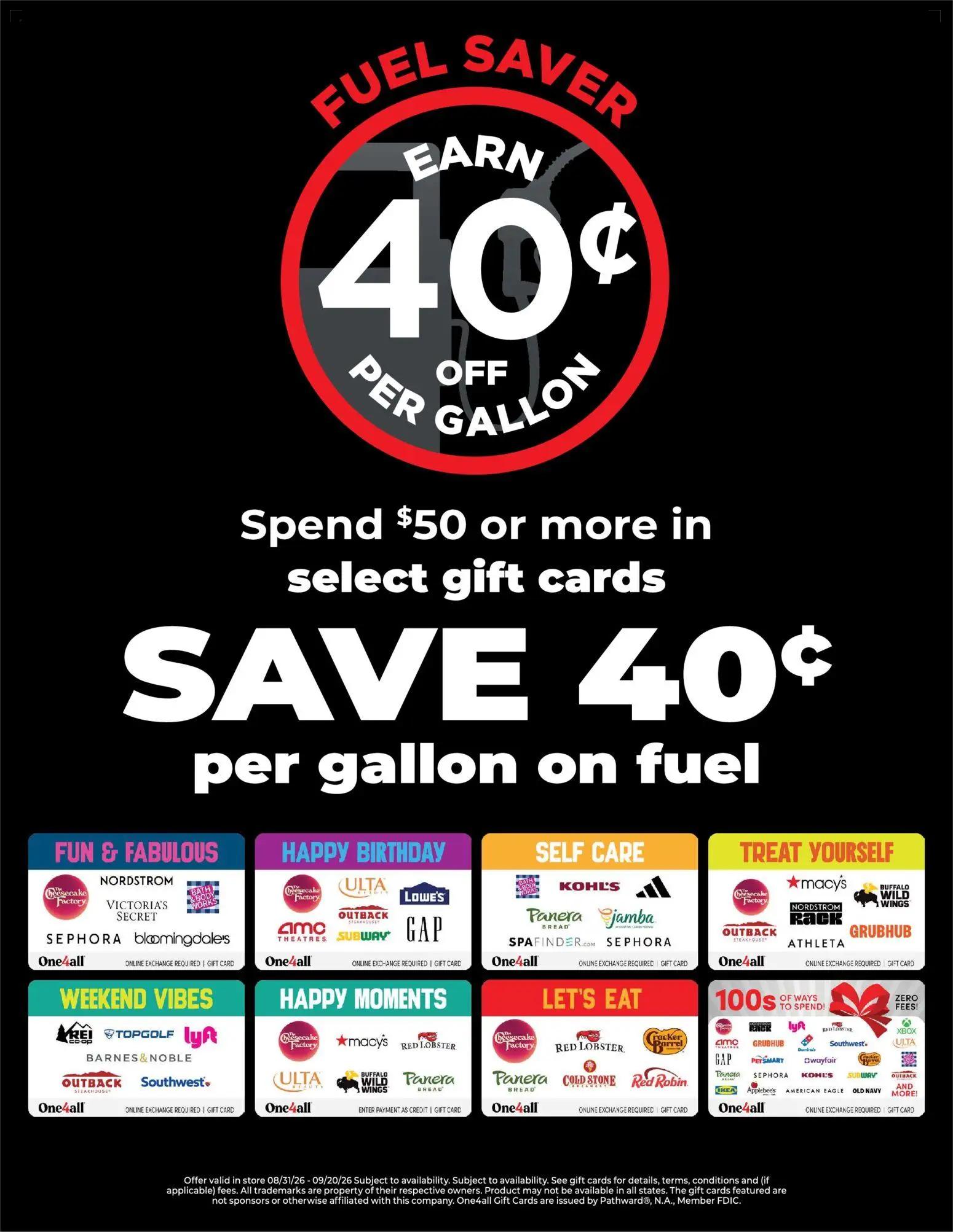 hyvee - HyVee Gift Card - Fuel Saver! - 08/31 - 09/20 2026