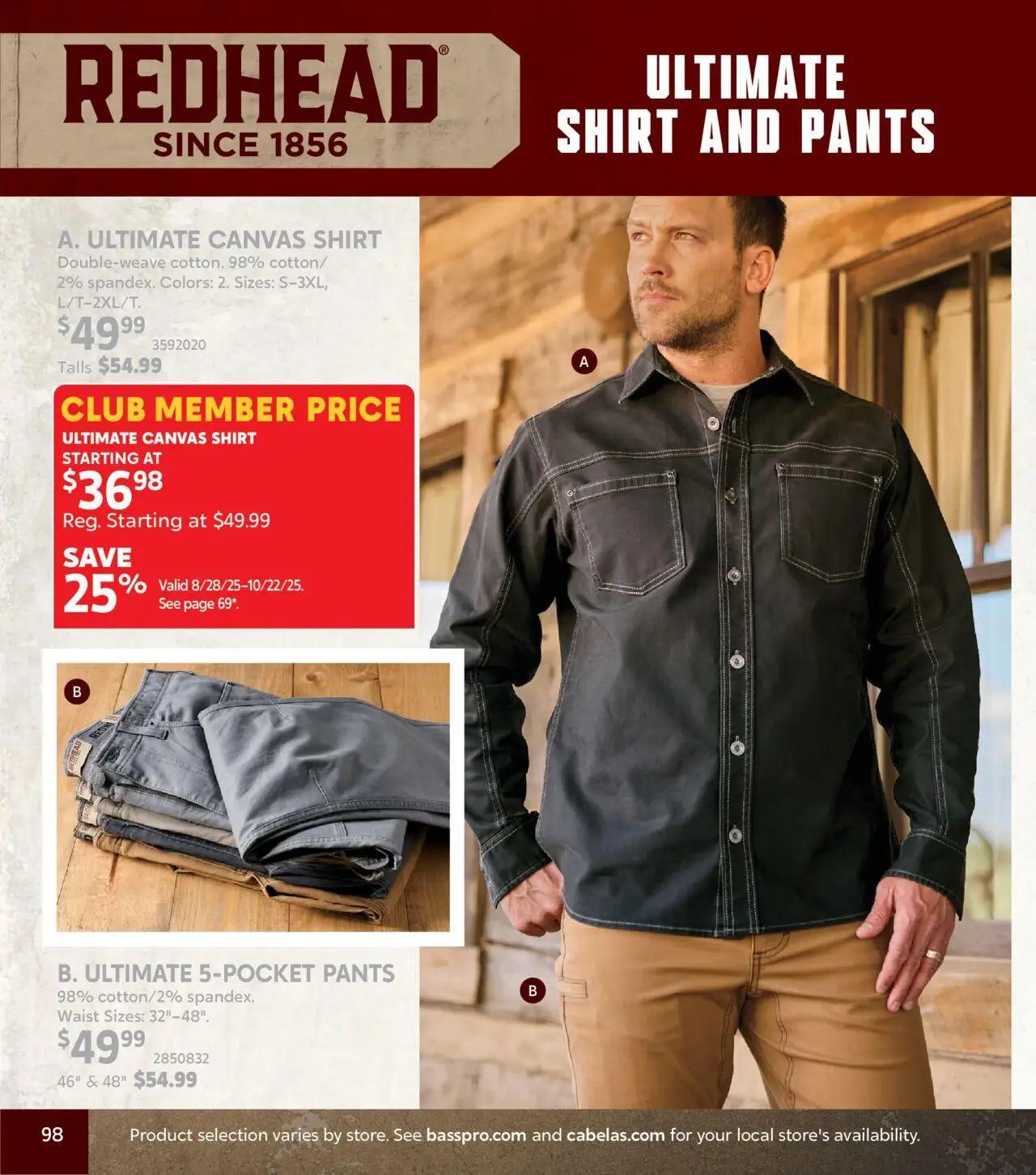 cabelas - Cabela's Fall Clothing 25 - from Wednesday 10/01 2025 - page: 98